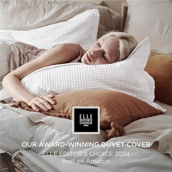 Cotton Duvet Cover Queen - 100% Cotton Waffle Weave Coconut White Duvet Cover Queen Size, Soft and Breathable Queen Duvet Cover Set for Gifts (Queen, 90"x90")