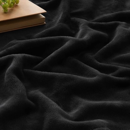Fleece Blanket Black Throw Blankets for Couch & Bed, Luxury Plush Cozy Fuzzy Blanket 50x60 inches, Super Soft Warm Lightweight Throw Blanket for Travel Camping