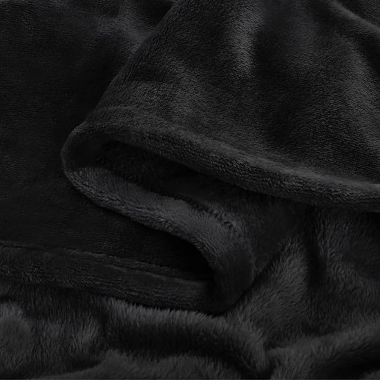 Fleece Blanket Black Throw Blankets for Couch & Bed, Luxury Plush Cozy Fuzzy Blanket 50x60 inches, Super Soft Warm Lightweight Throw Blanket for Travel Camping