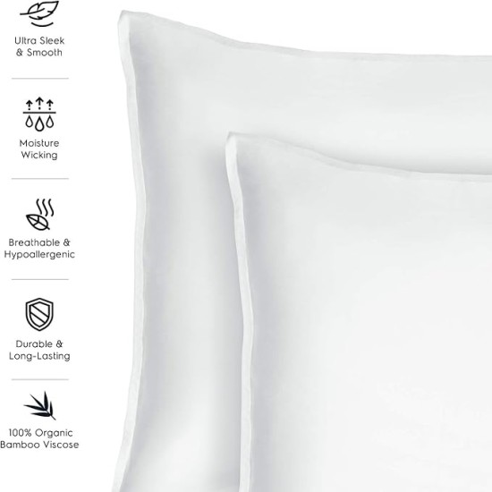 Duvet Cover Set, King Size - 100% Viscose Duvet Set - 400TC Duvet & 2 Pillow Shams - 3 Pieces - Silk Feel, Cooling, Anti-Static (Ivory White)