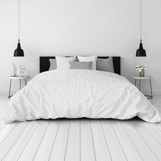 Duvet Cover Set, King Size - 100% Viscose Duvet Set - 400TC Duvet & 2 Pillow Shams - 3 Pieces - Silk Feel, Cooling, Anti-Static (Ivory White)