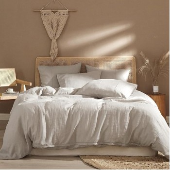 Linen Duvet Cover Set 100% Washed French Flax Pure Linen Duvet Covers King Soft Natural Breathable Durable Cooling Duvet Cover King Size Linen Bedding Set (1 Linen Duvet Cover 2 Pillowcases)