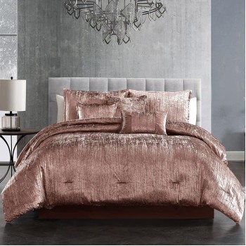 Turin Comforter Set, Queen, Blush, 7-Piece Set