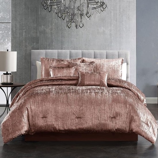 Turin Comforter Set, Queen, Blush, 7-Piece Set