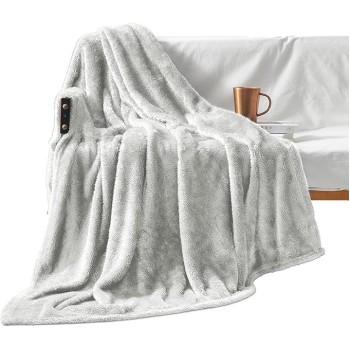 Plush Fuzzy Fleece Throw Blanket Extra Large, Super Soft, Fluffy and Warm Blankets for Couch, Bed, All Season Use (50x70 Inches, Light Grey)