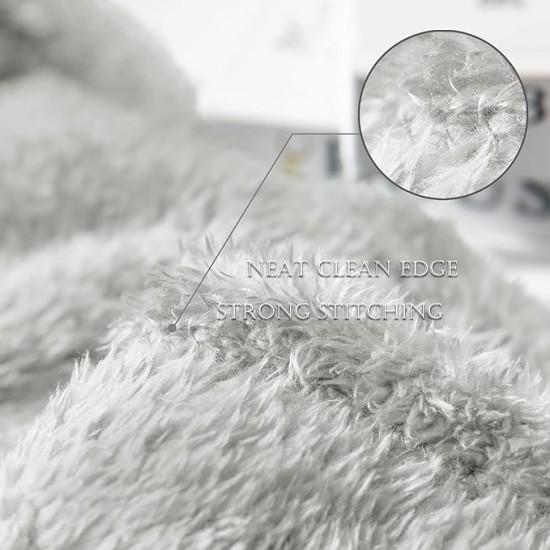 Plush Fuzzy Fleece Throw Blanket Extra Large, Super Soft, Fluffy and Warm Blankets for Couch, Bed, All Season Use (50x70 Inches, Light Grey)
