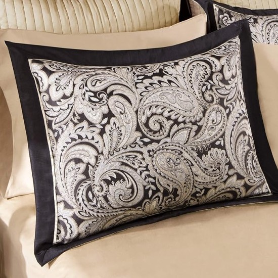 Aubrey Bedding and Window Curtains Bundle (12 Pieces) | Black