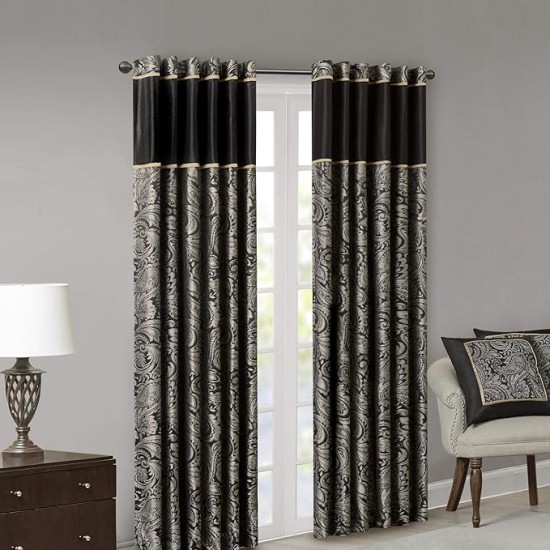 Aubrey Bedding and Window Curtains Bundle (12 Pieces) | Black