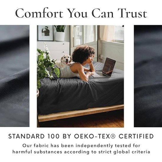 6 Piece Queen Sheet Set - 100% Viscose Made from Bamboo Sheets Queen Size Bed Set - Ultra Soft Cooling Sheets for Hot Sleepers - Breathable Queen Sheets Fits Up to 16'' Deep Pocket - Black