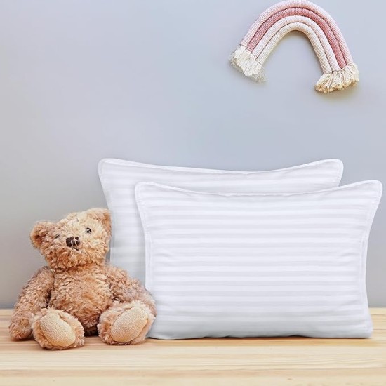 Toddler Pillow (White, 24 Pack), 13x18 Pillows for Sleeping, Soft and Breathable Cotton Blend Shell, Small Kids Pillow Perfect for Toddler Bed and Travel (Intended for Age 2 and up)