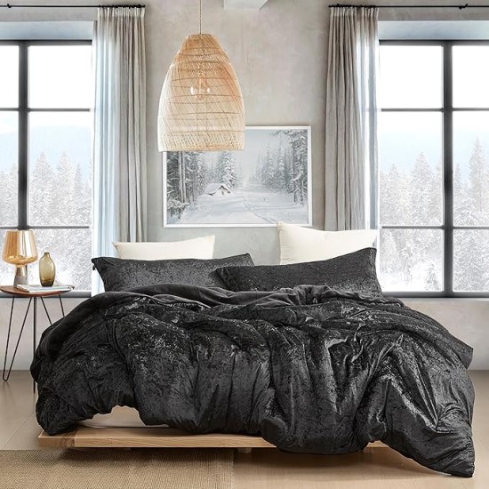 Velvet Crush - Oversized King Comforter Set - Champagne Black