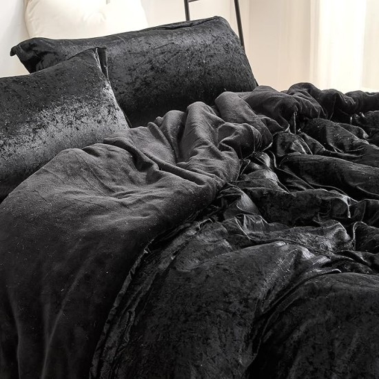 Velvet Crush - Oversized King Comforter Set - Champagne Black