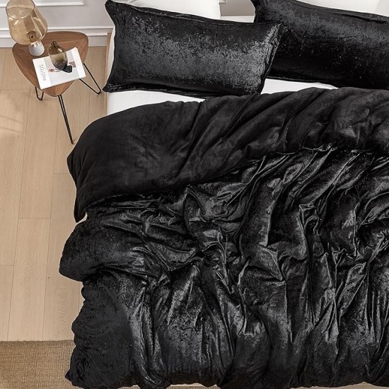 Velvet Crush - Oversized King Comforter Set - Champagne Black