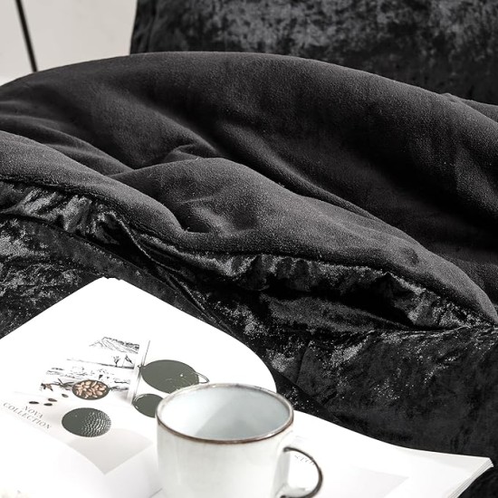 Velvet Crush - Oversized King Comforter Set - Champagne Black