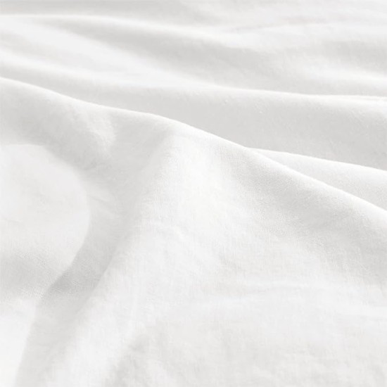 Linen Duvet Cover Queen - Linen Cotton Blend Duvet Cover Set, White Linen Duvet, 3 Pieces, 1 Duvet Cover 90 x 90 Inches and 2 Pillowcases, Comforter Sold Separately