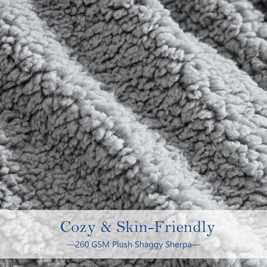 Soft Faux Fur and Sherpa Shaggy Throw Blanket,Reversible Warm Thick Fleece Fuzzy Shag Throws, Luxury Furry Plush Fluffy Decorative Cozy Blankets for Couch Sofa Bed Chair(Tie Dye Grey,Twin)