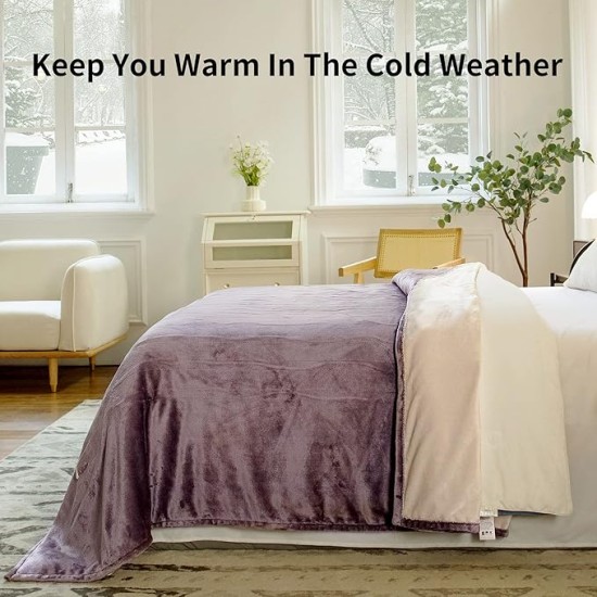 JET'S HOME Heated Blanket Queen 84"x90" - ETL&FCC Certified Flannel Electric Blanket Machine Washable Heating Blanket with 4 Heating Levels 10 Hours Auto-Off Overheating Protection (Purple)