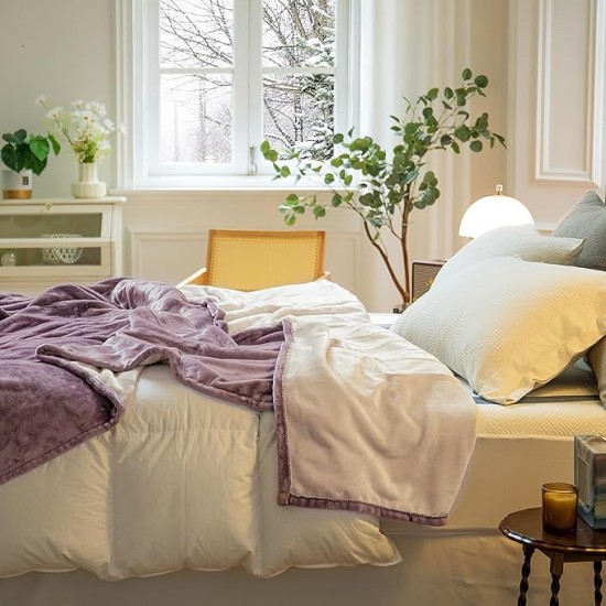 JET'S HOME Heated Blanket Queen 84"x90" - ETL&FCC Certified Flannel Electric Blanket Machine Washable Heating Blanket with 4 Heating Levels 10 Hours Auto-Off Overheating Protection (Purple)