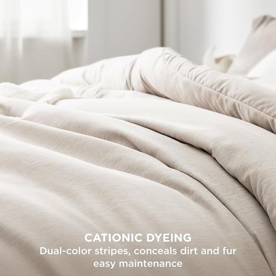Queen Comforter Set - Beige Comforter Queen Size, Soft Bedding for All Seasons, Cationic Dyed Bedding Set, 3 Pieces, 1 Comforter (90"x90") and 2 Pillow Shams (20"x26"+2")
