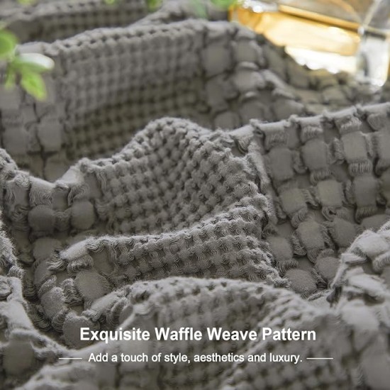 100% Cotton Waffle Weave Blanket Oversized King for Bed 120"x120"- Giant Big Lightweight Blanket 10'x10' for Bed Sofa - Aesthetic Extra Large Washed Cotton Soft Blanket - Dark Grey