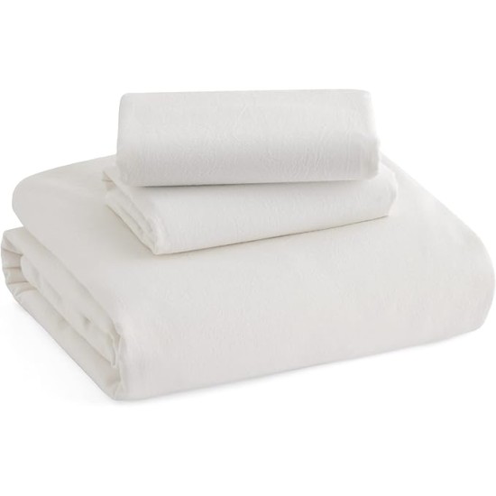 100% Washed Cotton Duvet Cover Queen Size - Natural White Minimalist Duvet Cover for All Seasons - 3 Pieces Plain Simple Cotton Duvet Cover Set with 2 Pillow Shams (White, Queen, 90"x90")