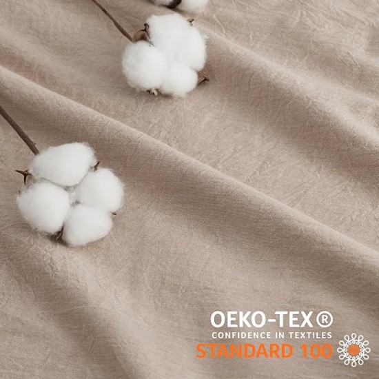 100% Washed Cotton Duvet Cover King Size - Warm Sand Minimalist Duvet Cover Set Linen Like - 3 Pieces Plain Simple Cotton Duvet Cover Set with 2 Pillow Shams (Warm Sand, King, 104"x90")