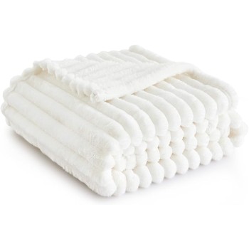 White Throw Blanket for Couch - Super Soft Cozy Blankets for Women, Cute Small Fleece Blanket for Girls, 50x60 Inches