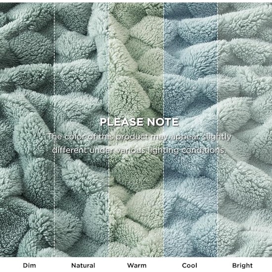 Sage Green Fleece Blanket for Couch - Checkered Throw Blanket for Women, Cute Soft Cozy Blanket for Girls, 50x60 Inches