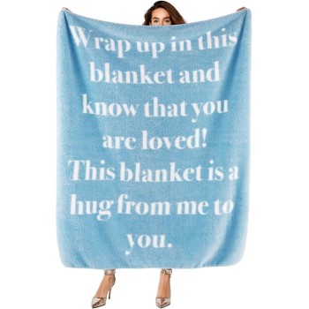 Get Well Gifts for Women - Thinking of You Gifts for Women, After Surgery Blanket with Inspirational Words Healing Blanket Cancer Care Gifts for Women Elderly Adults Blue 50x60 Inch