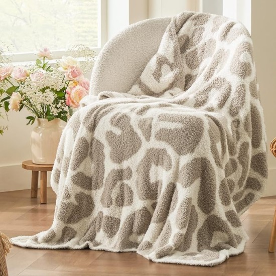 Leopard Throw Blanket - Super Soft Knit Warm Breathable Blanket for Couch Lightweight Fluffy Summer Blanket for Bed Sofa 50x60 Inches