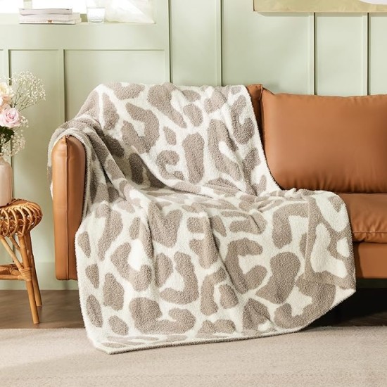 Leopard Throw Blanket - Super Soft Knit Warm Breathable Blanket for Couch Lightweight Fluffy Summer Blanket for Bed Sofa 50x60 Inches