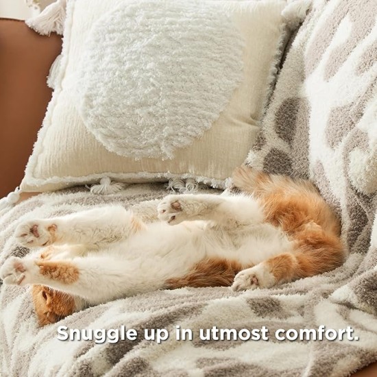 Leopard Throw Blanket - Super Soft Knit Warm Breathable Blanket for Couch Lightweight Fluffy Summer Blanket for Bed Sofa 50x60 Inches