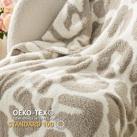 Leopard Throw Blanket - Super Soft Knit Warm Breathable Blanket for Couch Lightweight Fluffy Summer Blanket for Bed Sofa 50x60 Inches