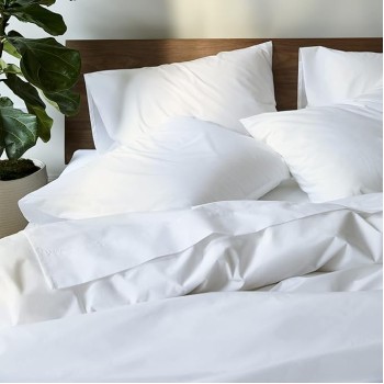 Luxury Percale Pillowcases - Set of 2, King Size in White - 100% Long Staple Cotton with Envelope Closure