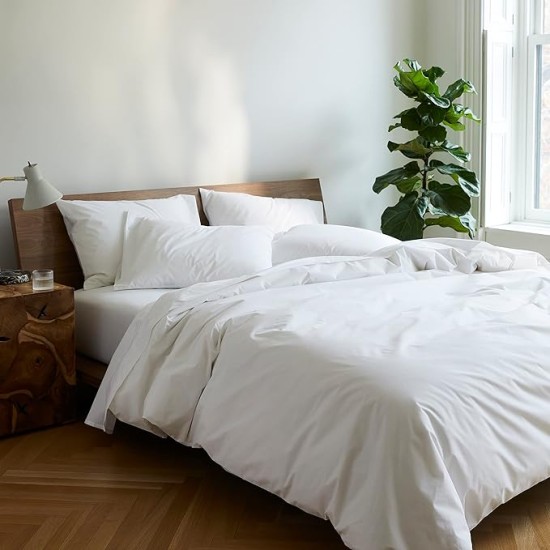 Luxury Percale Pillowcases - Set of 2, King Size in White - 100% Long Staple Cotton with Envelope Closure