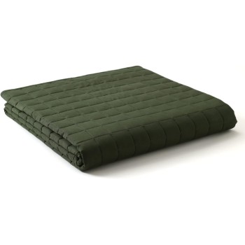 Exclusive Weighted Blanket, Soothing Cotton, Smallest Compartments with Glass Beads, Bed Blanket for Two Persons of 110~190lbs, Ideal for Queen or King Bed (88x104 Inches, 25 Pounds, Army Green)