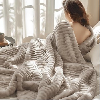 Blankets Queen Size for Bed - Super Soft Cozy Blankets for Women, Cute Large Fleece Blanket for Girls, Linen, 90x90 Inches