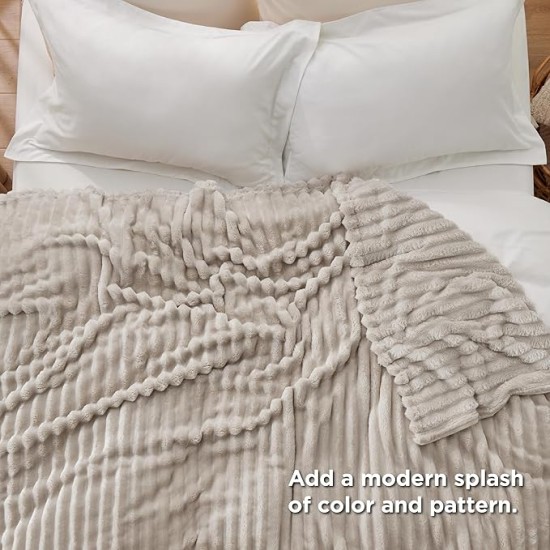 Blankets Queen Size for Bed - Super Soft Cozy Blankets for Women, Cute Large Fleece Blanket for Girls, Linen, 90x90 Inches