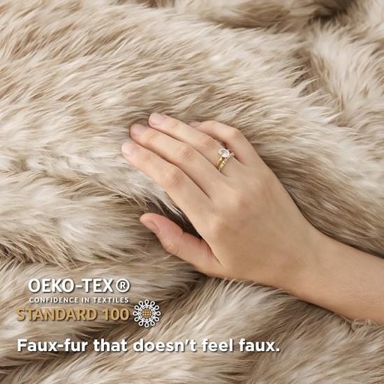 Faux Fur Blanket, Brown Soft and Fluffy Blanket, Fuzzy Cozy Plush Throw Blanket for Couch, Sofa and Bed, Thick and Warm Blanket, Christmas Blanket Gift for Women, 50x70 inches
