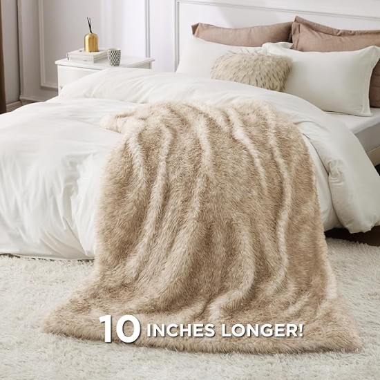 Faux Fur Blanket, Brown Soft and Fluffy Blanket, Fuzzy Cozy Plush Throw Blanket for Couch, Sofa and Bed, Thick and Warm Blanket, Christmas Blanket Gift for Women, 50x70 inches