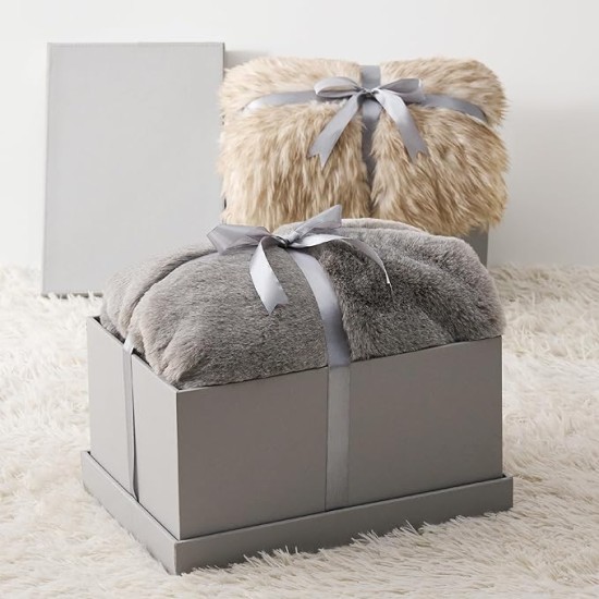 Faux Fur Blanket, Brown Soft and Fluffy Blanket, Fuzzy Cozy Plush Throw Blanket for Couch, Sofa and Bed, Thick and Warm Blanket, Christmas Blanket Gift for Women, 50x70 inches