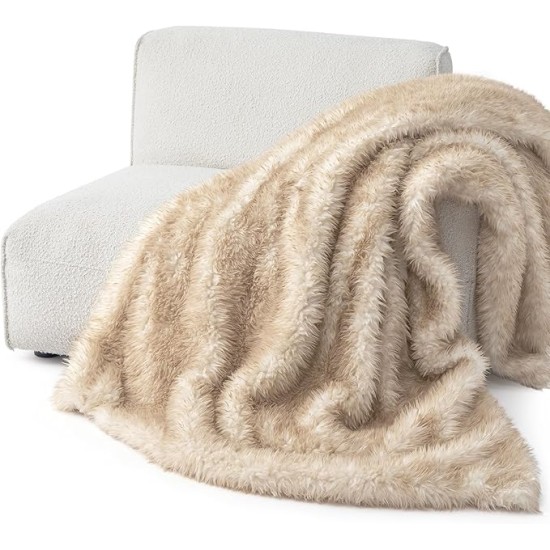 Faux Fur Blanket, Brown Soft and Fluffy Blanket, Fuzzy Cozy Plush Throw Blanket for Couch, Sofa and Bed, Thick and Warm Blanket, Christmas Blanket Gift for Women, 50x70 inches
