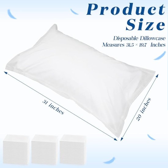 300 Pcs Disposable Pillow Case Non Woven Pillow Covers Bulk for Medical Travel Hotel Bedroom Home Bedding Portable Supplies, 31'' x 20'' (White)
