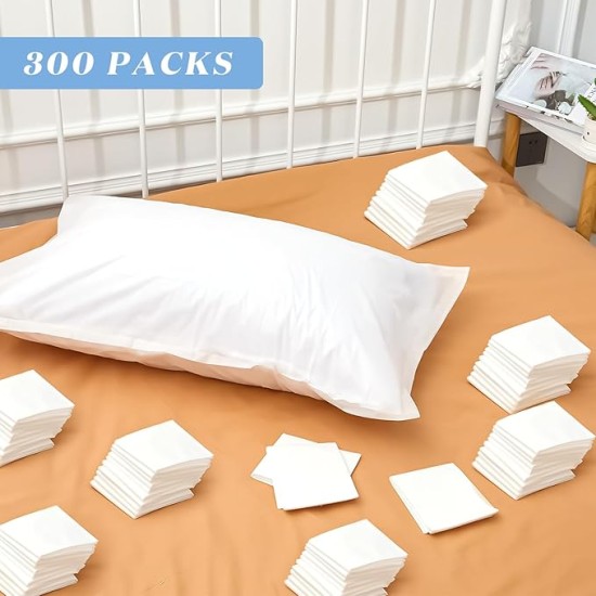 300 Pcs Disposable Pillow Case Non Woven Pillow Covers Bulk for Medical Travel Hotel Bedroom Home Bedding Portable Supplies, 31'' x 20'' (White)