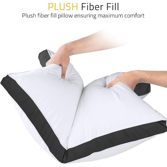 Bed Pillows for Sleeping King Size (Black), Set of 6, Cooling Hotel Quality, Gusseted Pillow for Back, Stomach or Side Sleepers