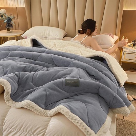 Sherpa Fleece King Size Blanket for Bed, Fuzzy Soft Flannel Throw, Cozy Plush Blanket for Couch, Sofa Gray 59 x 79 inch