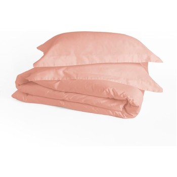 415 Thread Count Percale Duvet Cover Set, 100% Peruvian Pima Cotton, Rose Gold Solid Color, Full/Queen Size