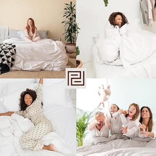 415 Thread Count Percale Duvet Cover Set, 100% Peruvian Pima Cotton, Rose Gold Solid Color, Full/Queen Size