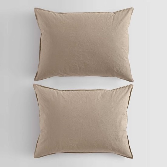 - Queen Comforter Set, Modern Cotton Washed Percale Bedding with Matching Shams, Oeko-Tex Certified (Washed Percale Camel Brown, Queen)