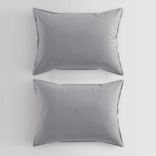 Queen Comforter Set, Washed Cotton Percale Bedding, Luxuriously Soft Home Decor (Washed Percale Steel Blue, Queen)